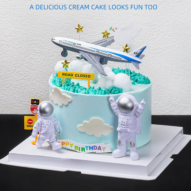 飞机蛋糕装饰摆件航空客机飞行员男孩生日航天梦主题蛋糕插件配件 - 实物图