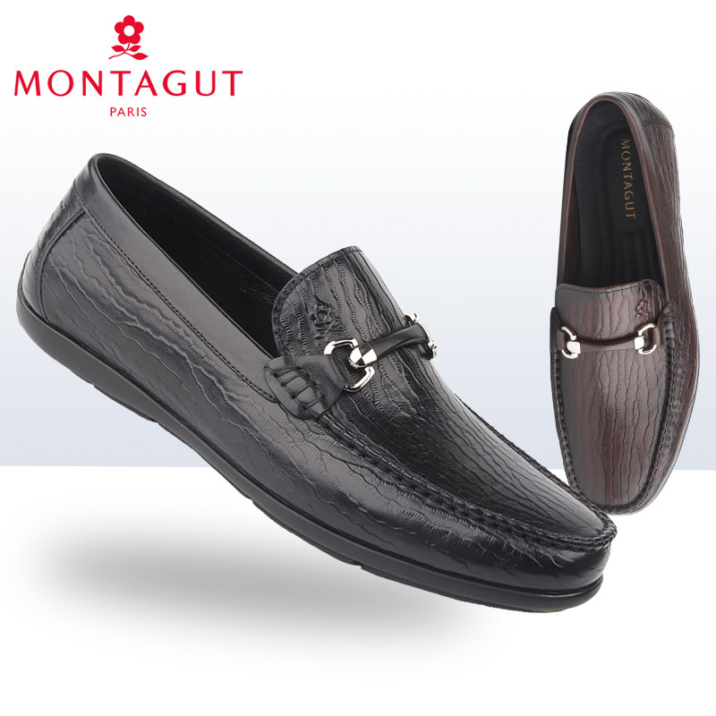 梦特娇男鞋2021秋季新款商务休闲真皮办公开车豆豆皮鞋Z61311733A