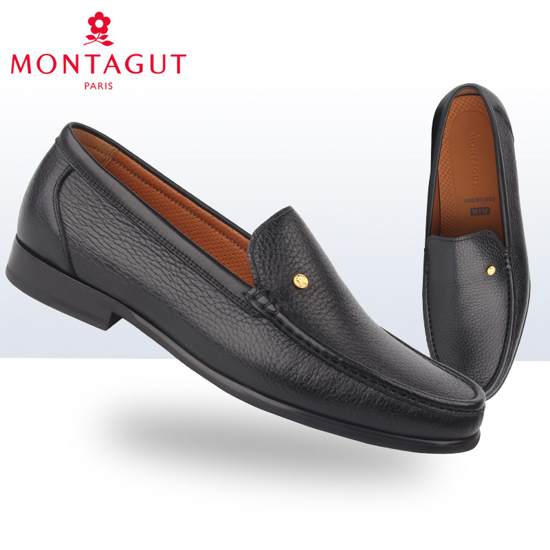 梦特娇男鞋2021春季新款商务休闲高档轻奢鹿皮柔软皮鞋g61215628a