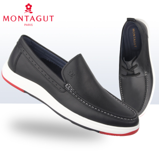 商务休闲潮流白边透气软皮皮鞋 新品 Z61211791A 2021春季 梦特娇男鞋