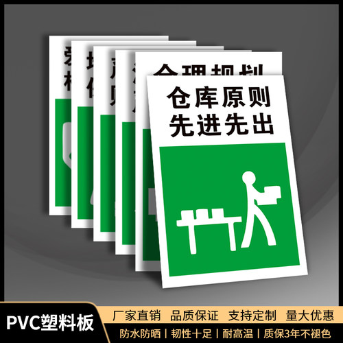 匠诺仓储仓库原则先进先出提示牌