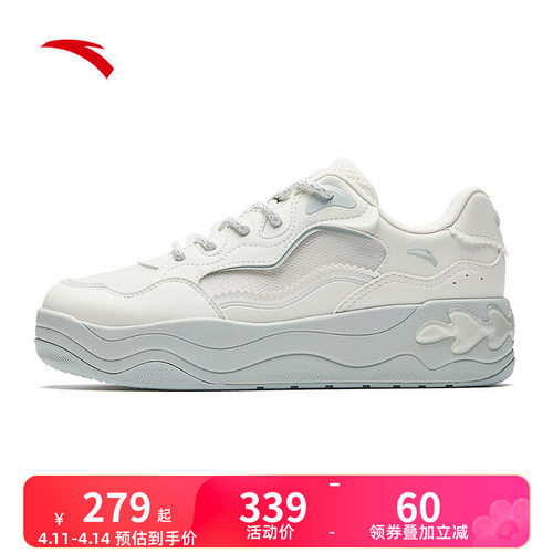 安踏女鞋夏季透气网面板鞋小白鞋