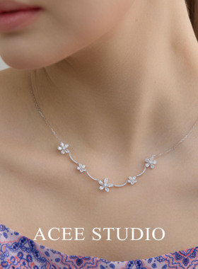 ACEE设计五花项链女生超仙粉色甜美公主锁骨链925银小众气质颈链