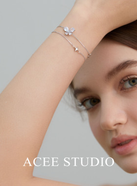 ACEE设计S925纯银精致蝴蝶结双层手链女轻奢小众手饰送女友礼物