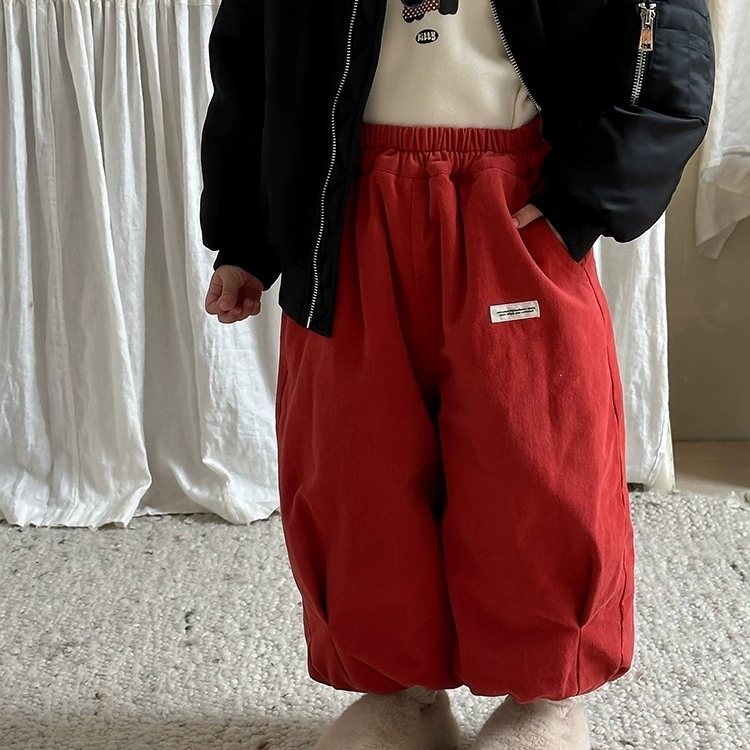 儿童贴标加棉萝卜裤2025冬季新款韩版男女童夹棉加厚棉裤子