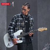 衬衫 虫师联名 SprayGround鲨鱼嘴水墨老虎长袖 男潮流格纹宽松衬衣