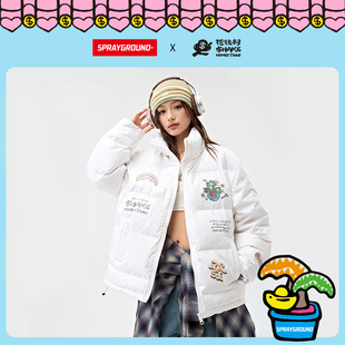 摇钱树联名 立领白鸭绒外套 SprayGround鲨鱼嘴羽绒服男女情侣冬季