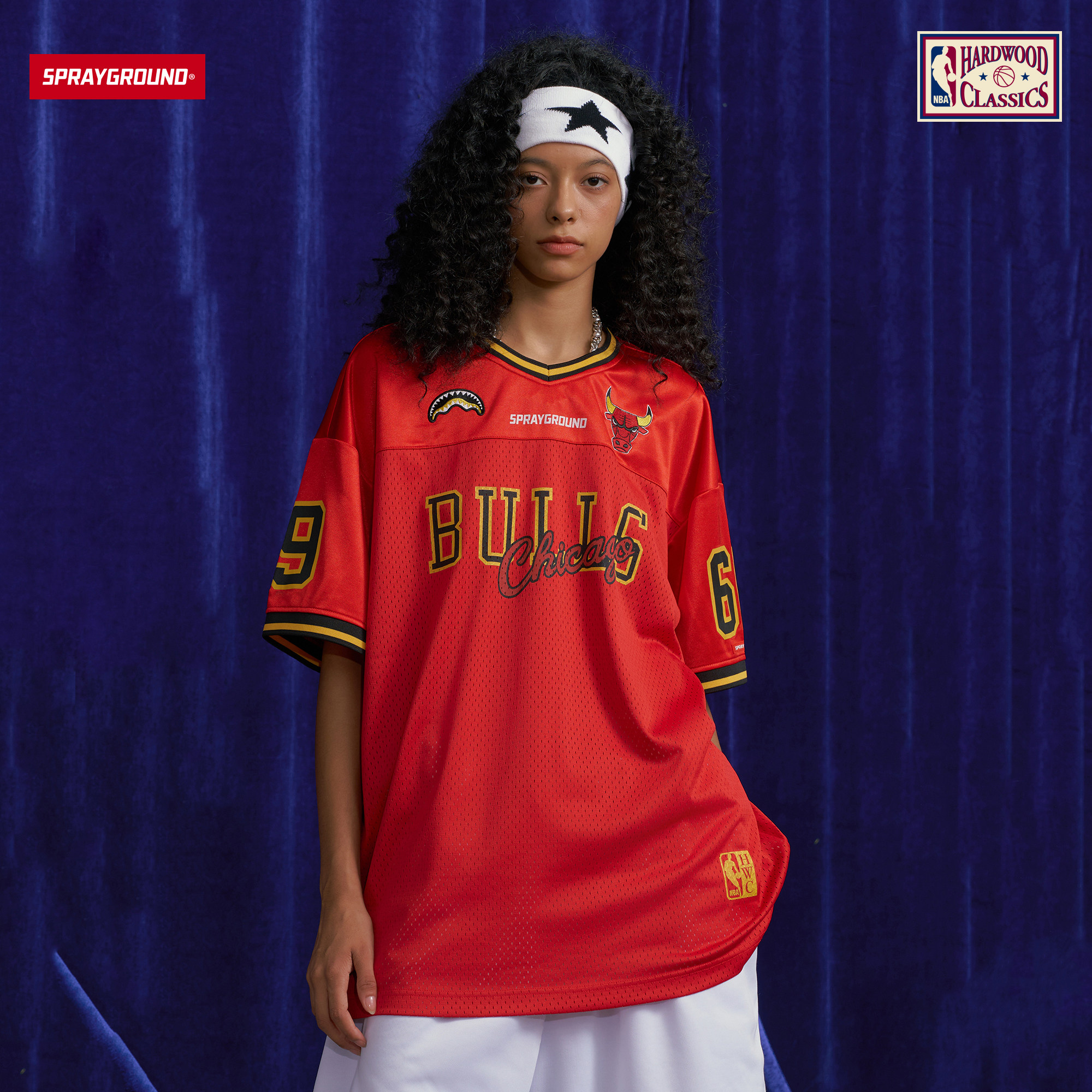 SprayGround I NBA HWC联名系列湖人 潮流美式字母球服短袖T恤夏