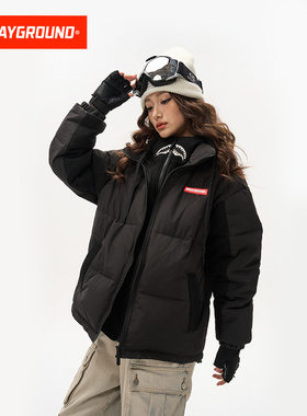 SprayGround25冬季假两件鲨鱼嘴羽绒服男女白鸭绒保暖加厚羽绒衣