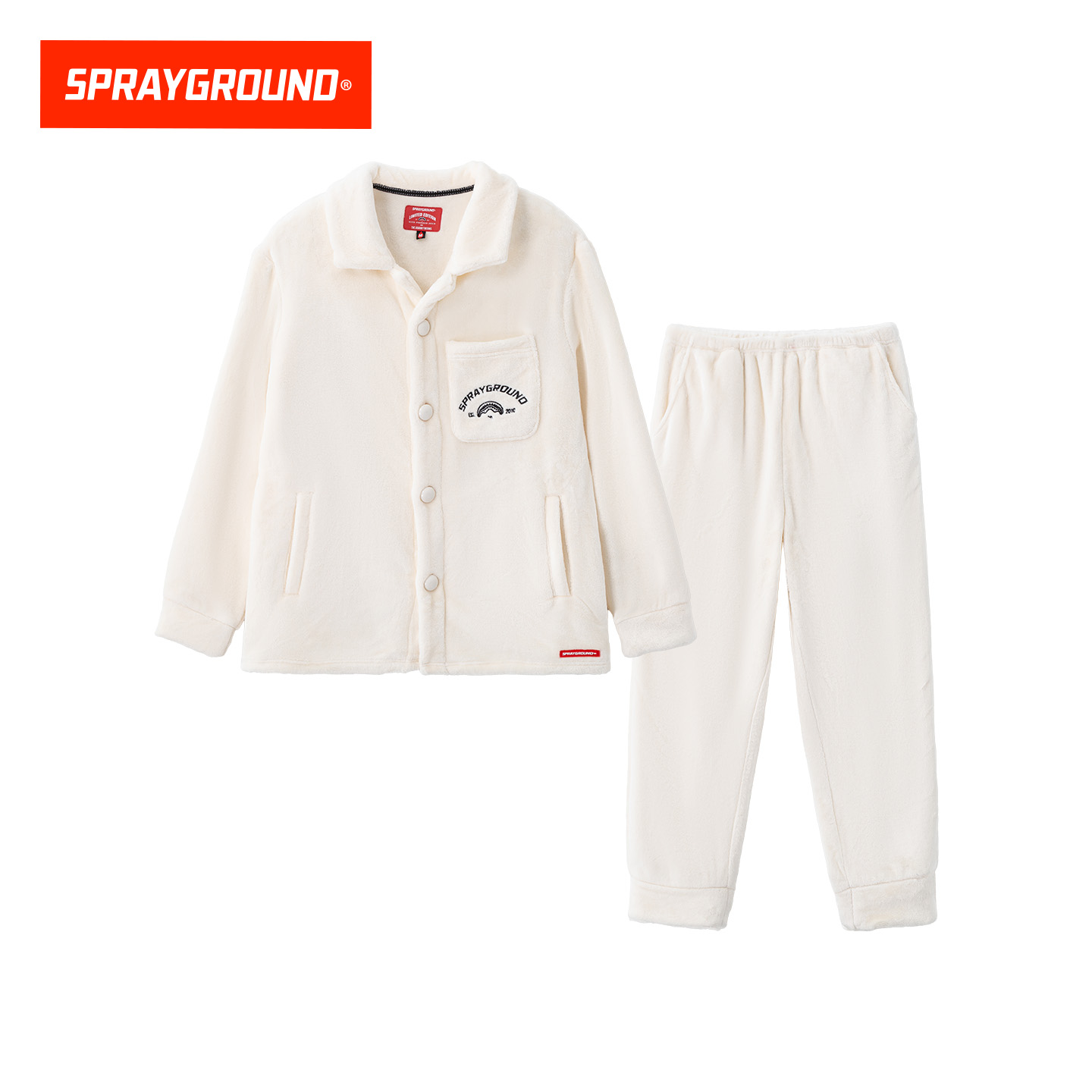 SprayGround鲨鱼嘴冬季睡衣套装新款保暖可外穿毛绒加厚家居服