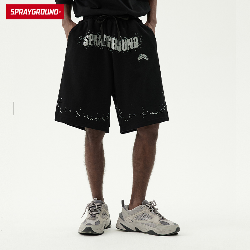 SprayGround夏季新款休闲短裤男宽松字母印花潮牌五分裤W0821931 女装/女士精品 休闲裤 原图主图