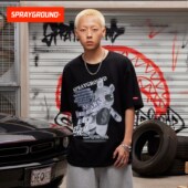 宽松休闲五分袖 SprayGround鲨鱼嘴小熊印花短袖 T恤男25夏季 上衣