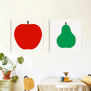 自然系列北欧餐厅装饰画儿童房水果图案挂画艺术极简壁画