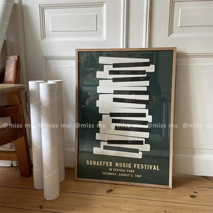 MUSIC 墨绿色浓重对比值得收藏 FESTIVAL音乐节纪念海报艺术画芯