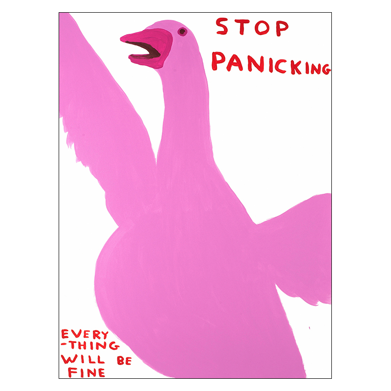 David Shrigley虎鲸粉鹅装饰画北欧客厅卧室挂画画心海报