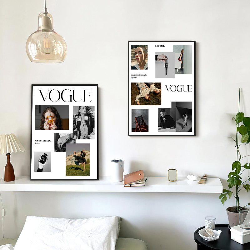 现代简约时尚人物报刊海报封面服装店装饰画画芯