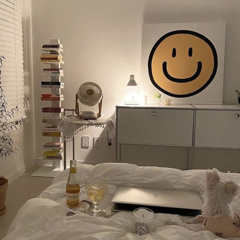 smile 韩国设计 ins风可爱黄色笑脸,布质海报,装饰画画芯