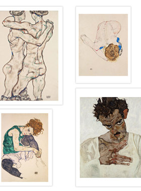 埃贡·席勒 Egon Schiele 人像艺术海报家居卧室书房装饰画