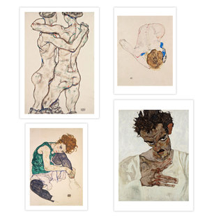 埃贡·席勒 Egon Schiele 人像艺术海报家居卧室书房装饰画