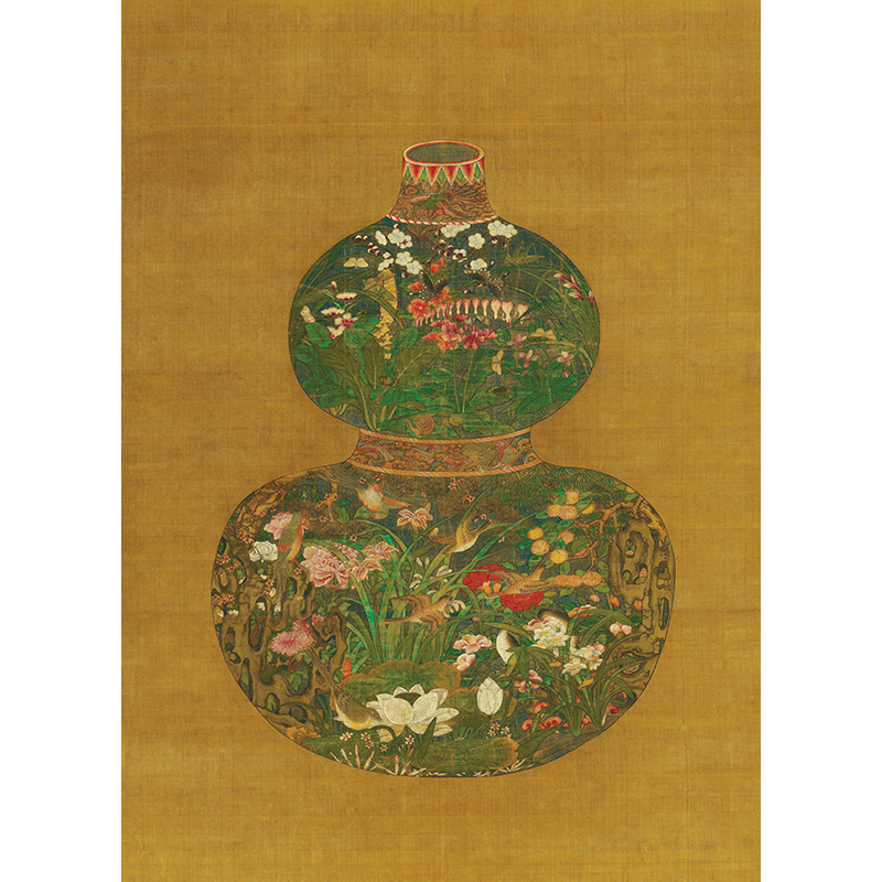 元 陈琳 葫芦花瓶图 国画花鸟绢画装饰打印微喷画芯装饰画