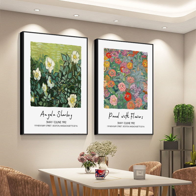 北欧风格梵高世界名画大师抽象油画花卉小众装饰画海报画芯