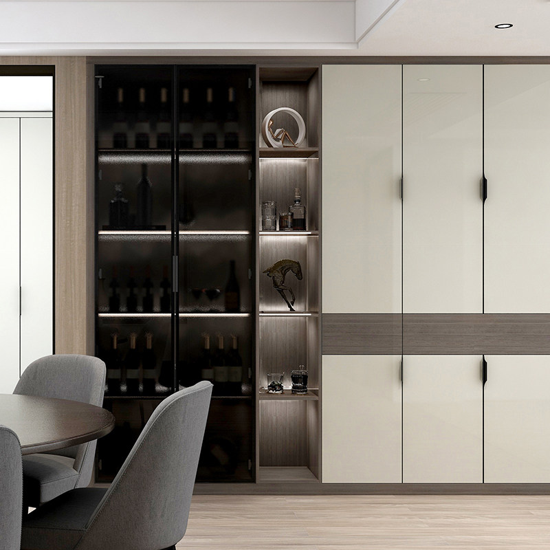 掌上明珠轻奢玻璃定制衣柜一门到顶主卧钢木组合镜面客厅收藏展柜