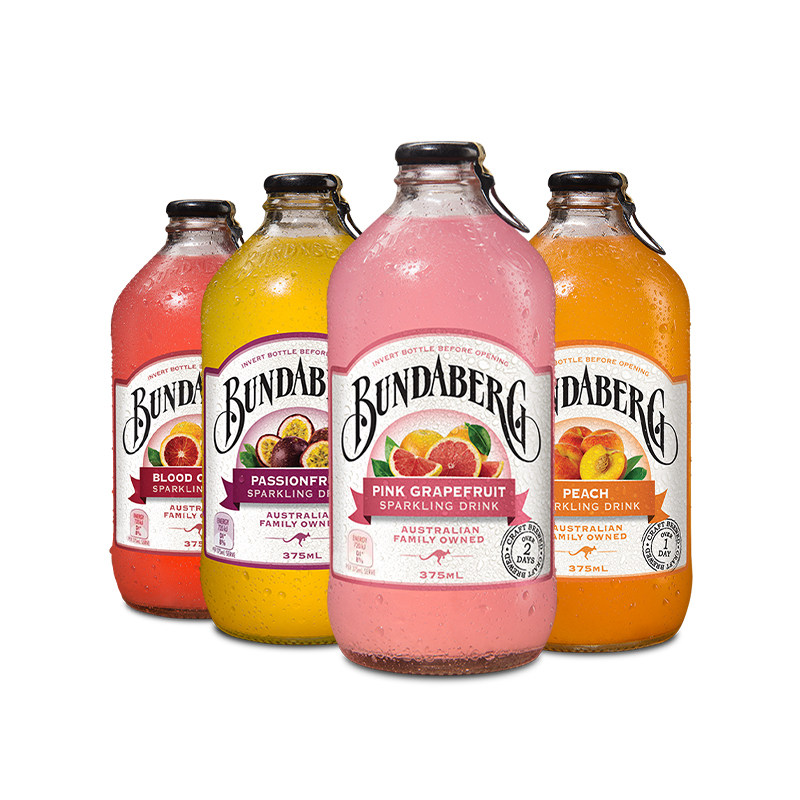 【好物体验】澳洲宾得宝Bundaberg进口汽水果汁气泡水饮料4瓶饮品