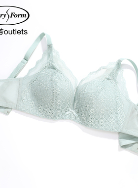 【聚挺杯】安莉芳官方奥莱蕾丝文胸厚款小胸聚拢上托无钢圈内衣女