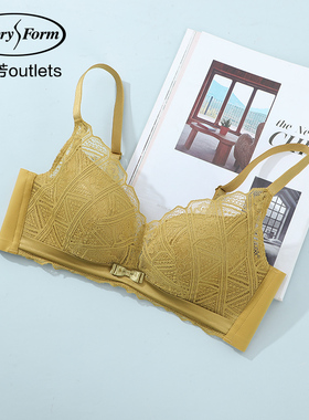 【轻柔杯】安莉芳官方奥莱几何蕾丝性感薄款文胸小胸无钢圈内衣女