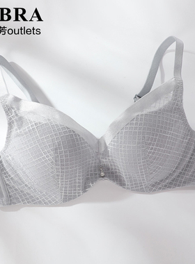 【薄模杯】安莉芳官方奥莱内衣E-BRA格纹网纱大胸聚拢上托薄文胸