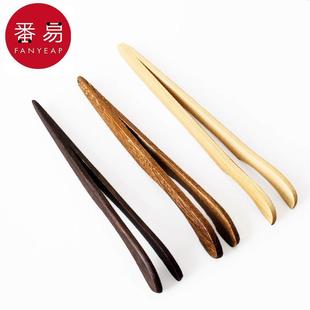 茶夹B1pq801 竹制茶叶夹子镊子单个黑檀木实木茶杯泡茶功夫茶具