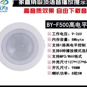 12V吸顶语音提示器无线遥控MP3音频播放模块声音播报喇叭 BYF500