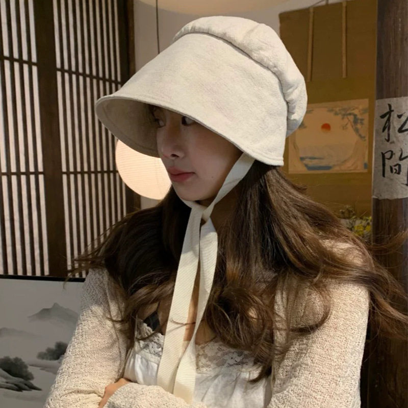 日系简约可折叠萝莉棉麻渔夫帽女