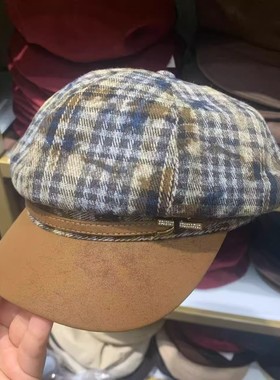 复古英伦风格纹八角帽子女秋冬新款时尚百搭鸭舌帽显脸小画家帽潮