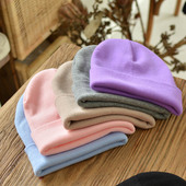 薄款 帽子女秋冬季 韩版 糖果色针织毛线帽月子帽加绒堆堆帽百搭冷帽