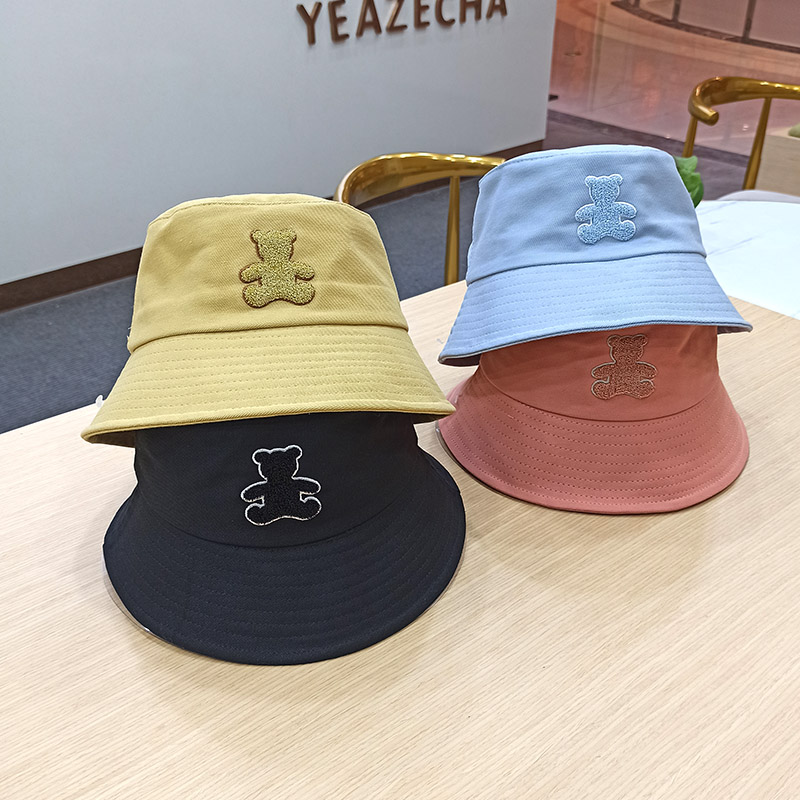 韩版渔夫帽男女情侣夏季可爱小熊盆帽逛街休闲防晒遮阳帽子百搭潮