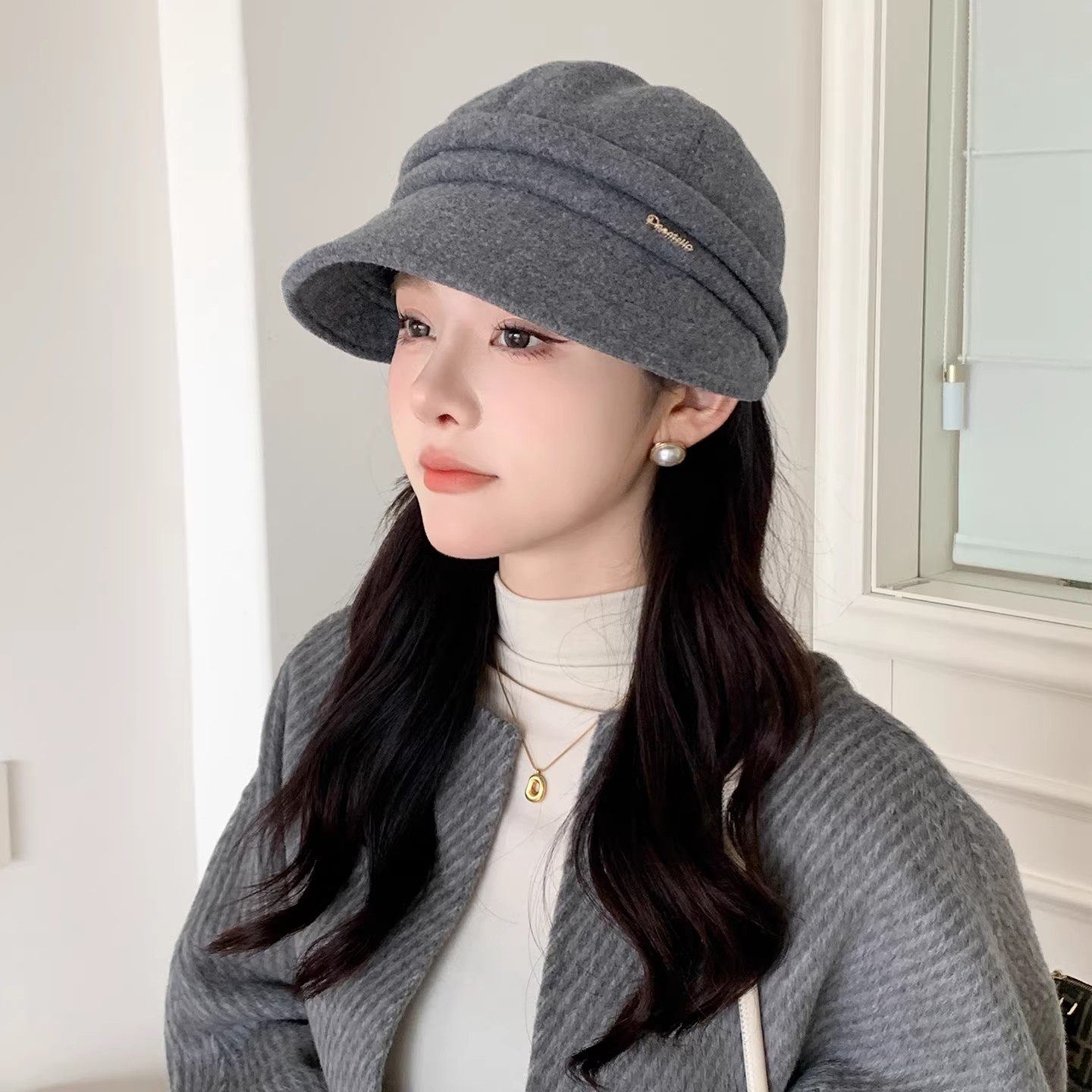 韩版复古毛呢渔夫帽子女冬逛街优雅百搭显脸小保暖卷边鸭舌盆帽潮,服饰配件/皮带/帽子/围巾,帽子,淘宝优惠券,粉丝福利购,淘宝优惠卷