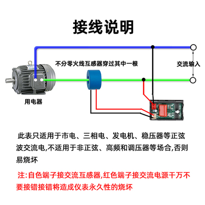AC50-500V交流电压电流表头0.28高精度数显220V市电10A/50A/100A