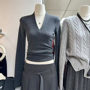 2024年法式 上衣 气质软糯V领打底针织衫 女秋冬内搭毛衣高级感修身