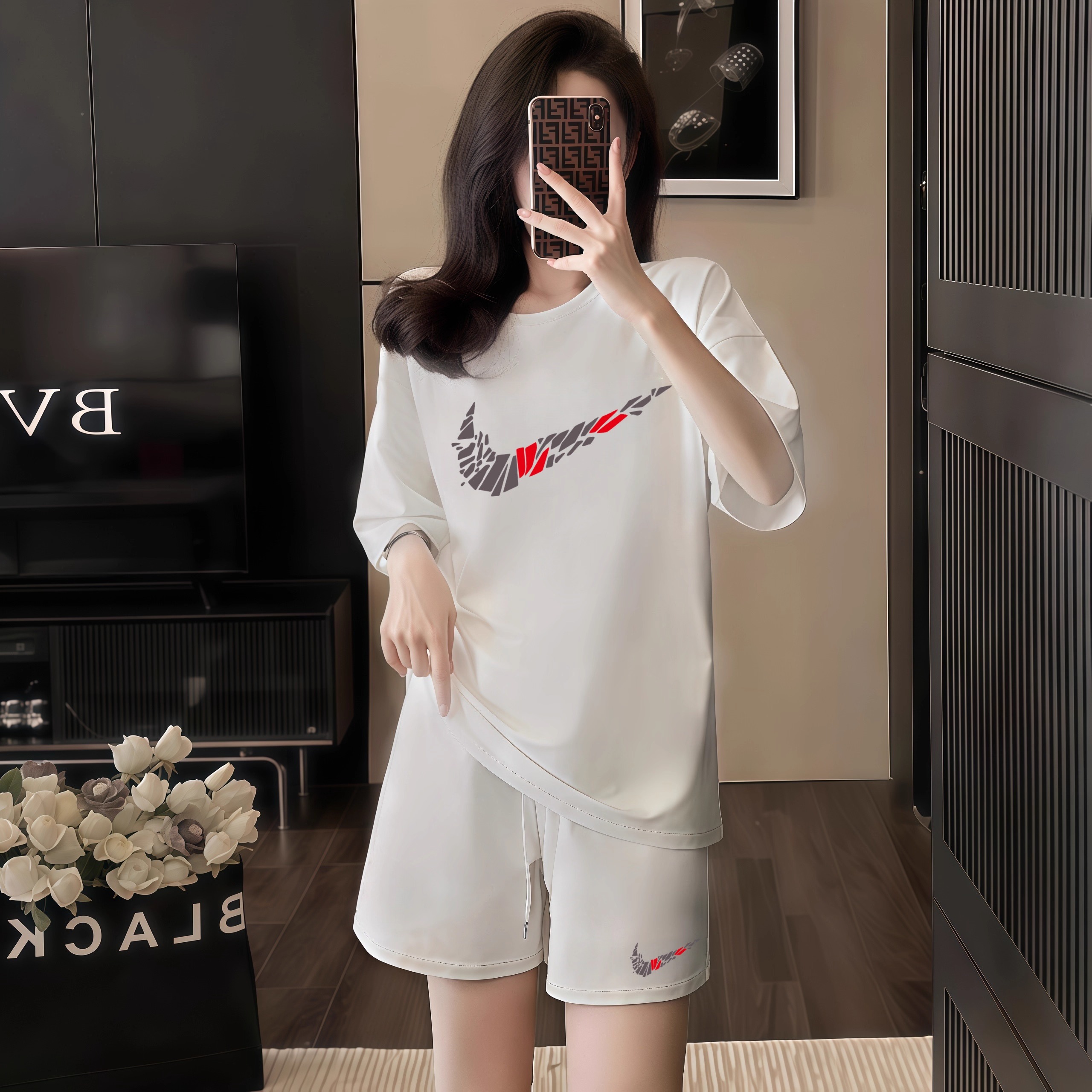 夏季女生套装女夏减龄洋气T恤