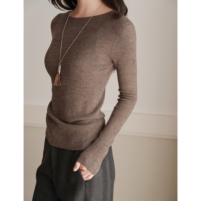 2025年秋季新款气质修身显瘦针织衫女内搭百搭打底上衣