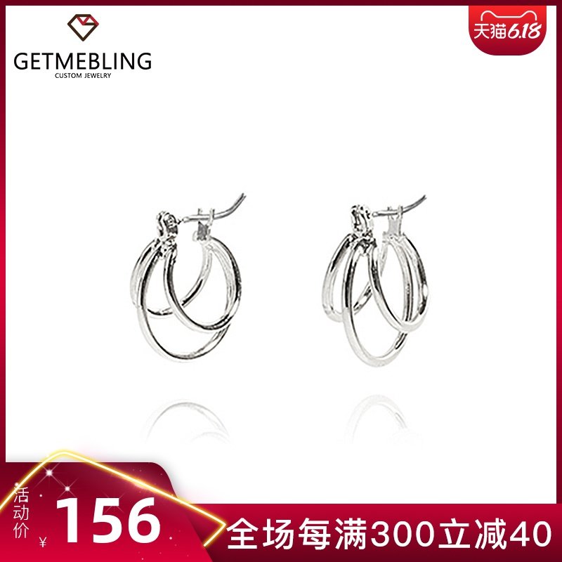 Get Me Bling短款多层几何金属圈耳环气质个性金请夏同款