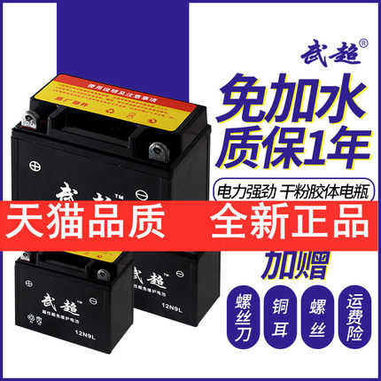 摩托车电瓶12V9a蓄电池干电池125助力踏板弯梁车7AH5a免维护通用