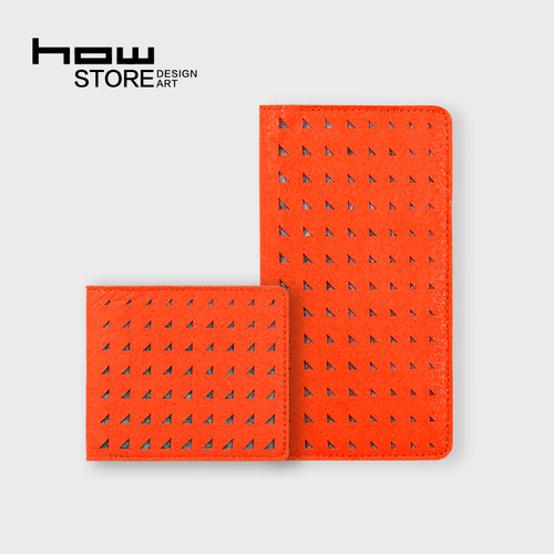 howSTORE零钱包橘色毛毡极简