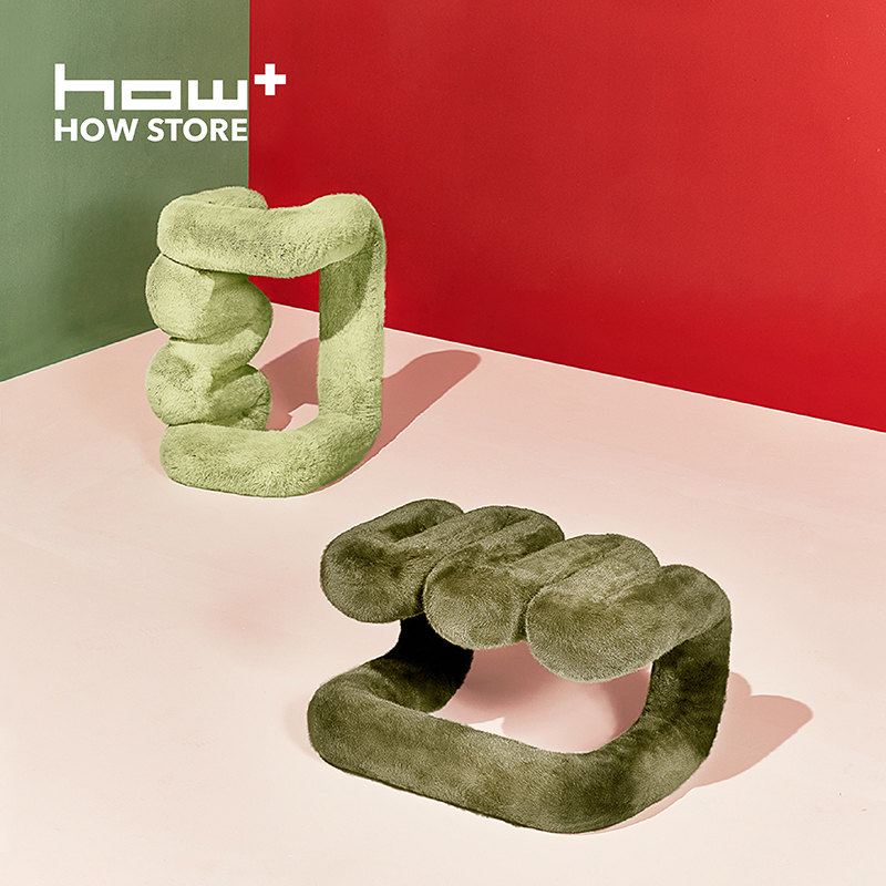 HOWstore XZOO 36.5℃系列艺术家具设计感环保皮草凳子毛绒