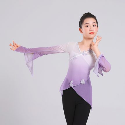 儿童古典舞演出服女童中国舞练功形体服身韵纱衣飘逸幼儿民族舞