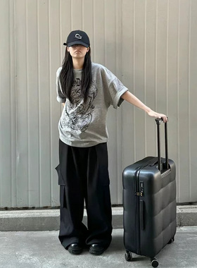 美式街头灰色短袖女夏季新款龙图印花宽松休闲情侣百搭t恤上衣潮