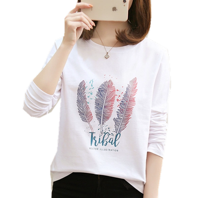 2022新款韩版宽松超火cec长袖女ins早秋T恤女纯色上衣学生打底衫