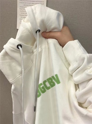 白色卫衣女春秋冬加绒加厚连帽衫情侣装2025新款爆款山东即墨外套