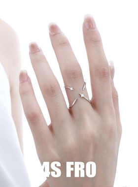 4S FRO原创星星正反两戴纯银戒指冷淡风S925小众高级感百搭银饰